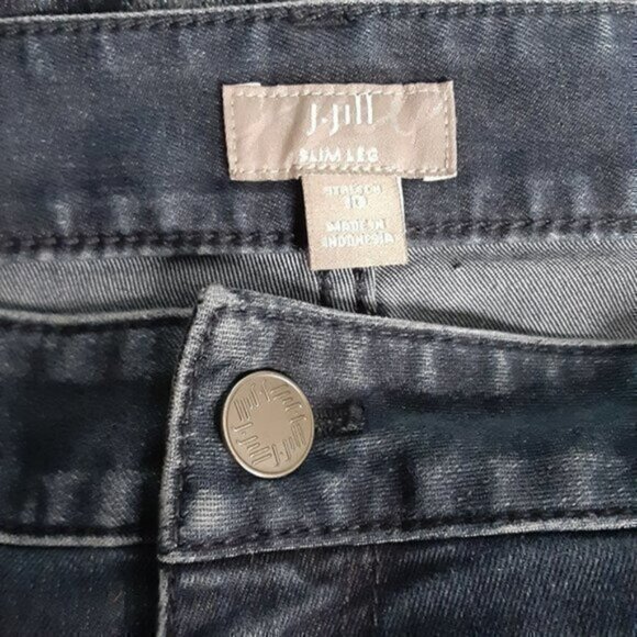 JJill womens dark distressed slim leg stretch jeans 10x34 EUC - Picture 3 of 4